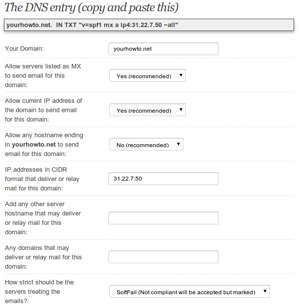 Generate SPF Record online